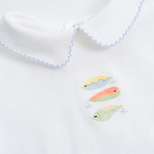 Load image into Gallery viewer, Boy Peter Pan Shirt with Hand Embroidery: Lures
