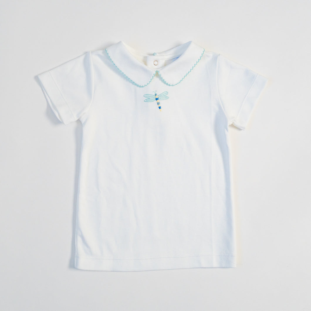 Boy Peter Pan Shirt with Hand Embroidery: Dragonfly