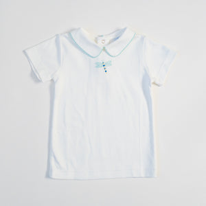 Boy Peter Pan Shirt with Hand Embroidery: Dragonfly, Sample Size 3T