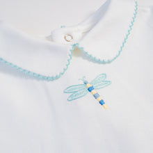 Load image into Gallery viewer, Boy Peter Pan Shirt with Hand Embroidery: Dragonfly
