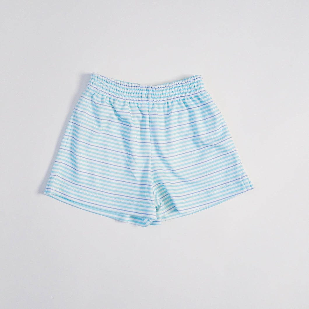 Boy Knit Shorts: Aqua Stripe