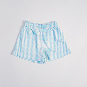 Boy Knit Shorts: Aqua Stripe, Sample Size 3T
