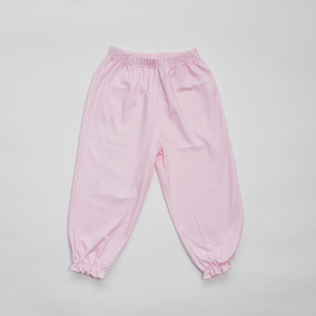 Girl Play Pants: Light Pink Gingham, Sample Size 4T