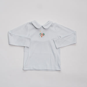 Boy Peter Pan Shirt: Hand Embroidered Camping