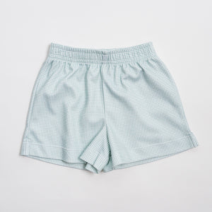 Boy Knit Shorts: Celery Gingham