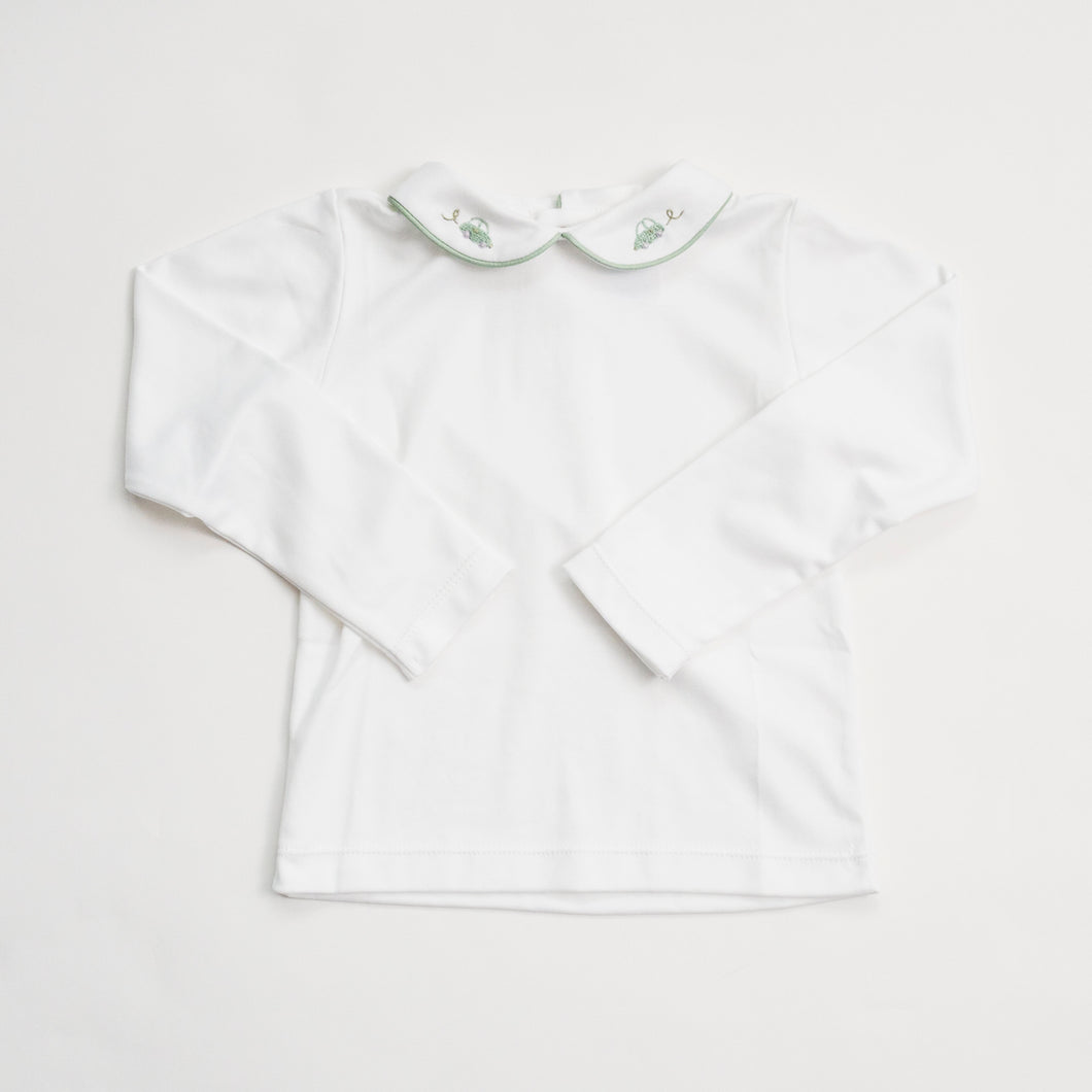 Boy Long Sleeve Peter Pan Shirt: Car, Sample Size 2T