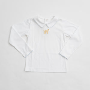 Boy Long Sleeve Peter Pan Shirt: Puppy, Sample Size 2T