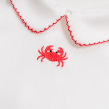 Load image into Gallery viewer, Boy Peter Pan Shirt Hand Embroidery: Crab, Sample Size 4T

