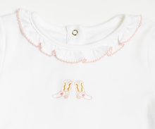 Load image into Gallery viewer, Girl Ruffle Top: Hand Embroidered Boots, Sample Size 3T
