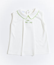 Load image into Gallery viewer, Boy Pleated Sleeveless Shirt with Hand Embroidery : Grasshoppers

