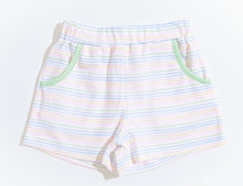 Load image into Gallery viewer, Girl Knit Shorts : Rainbow Watercolor Stripe
