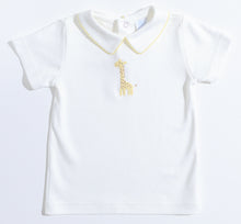 Load image into Gallery viewer, Boy Peter Pan Shirt with Hand Embroidery: Giraffe
