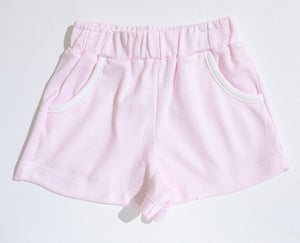 Girl Knit Shorts : Light Pink Gingham