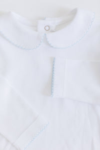 Anderson Shirt (White with Light Blue Picot)