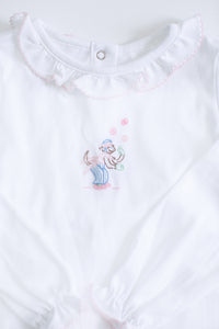 Girls Shirt with Hand Embroidered Circus Monkey