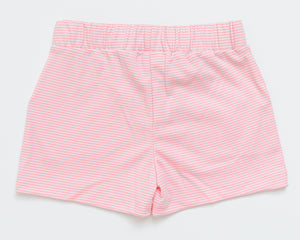 Girl Knit Shorts : Light Pink/White Tiny Stripe