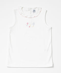 Girl Sleeveless Top with Hand Embroidered Kite