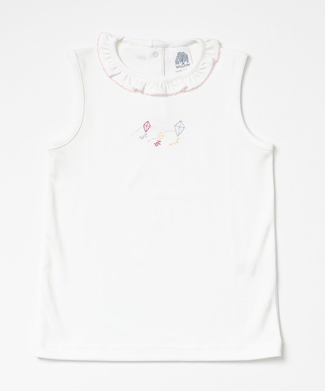 Girl Sleeveless Top with Hand Embroidered Kite
